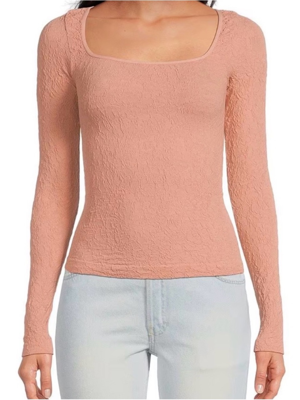 FREE PEOPLE Have it All Seamless Square Neck Long Sleeve Top in Smoke Rose